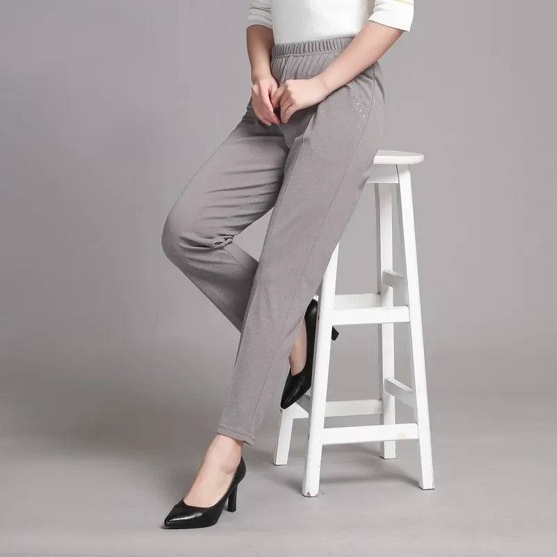 Dames vrijetijdsbroek met elastische tailleband en zakken