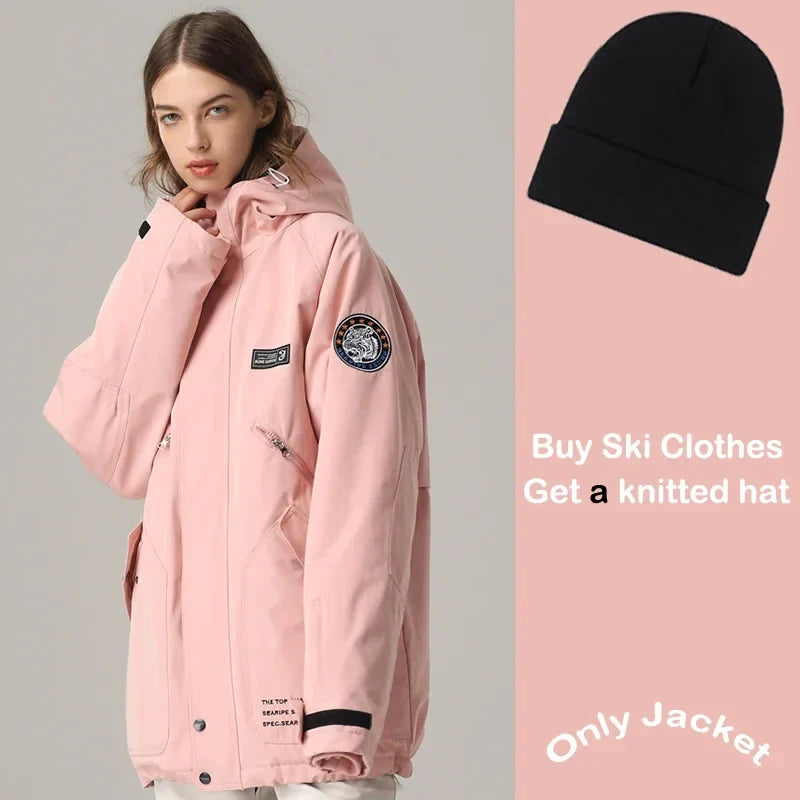 Unisex Winter Skijacke mit Kapuze & Reißverschluss – Winddichte Snowboardjacke