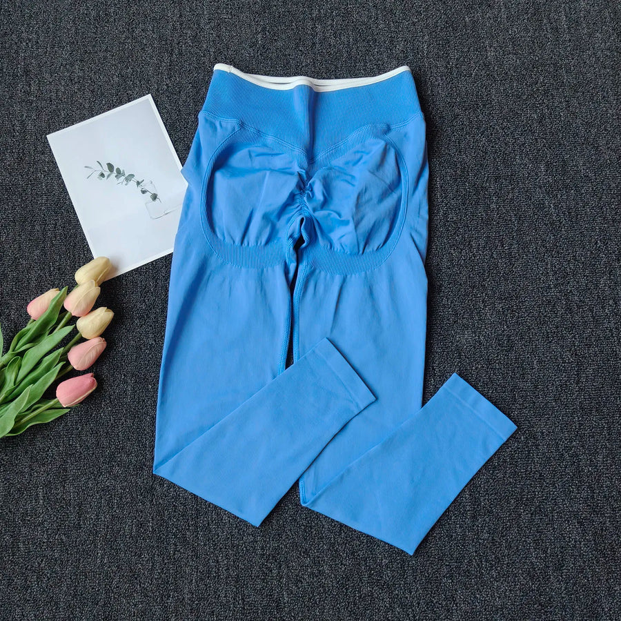 High-waist scrunch-buttlegging met rimpeldetail in verschillende kleuren
