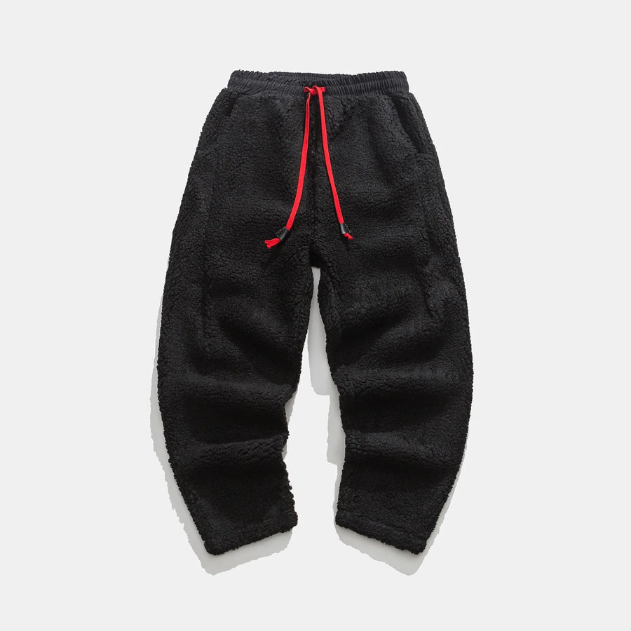 Unisex joggingbroek van teddyfleece, zachte broek met trekkoord voor heren & dames