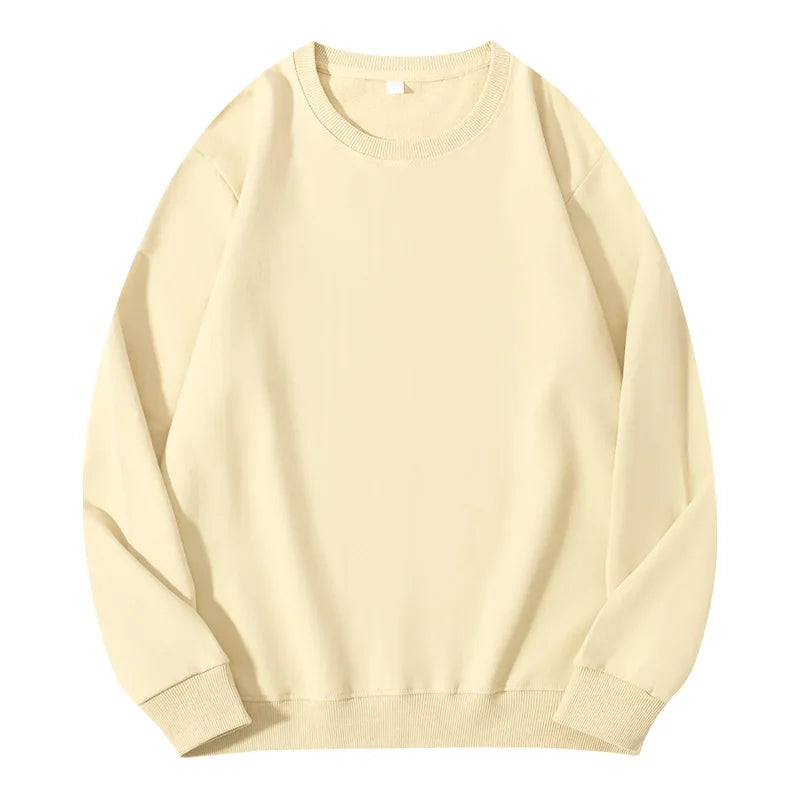 Unisex basic sweatshirt met ronde hals, lange mouwen, effen, geribde boorden, casual trui