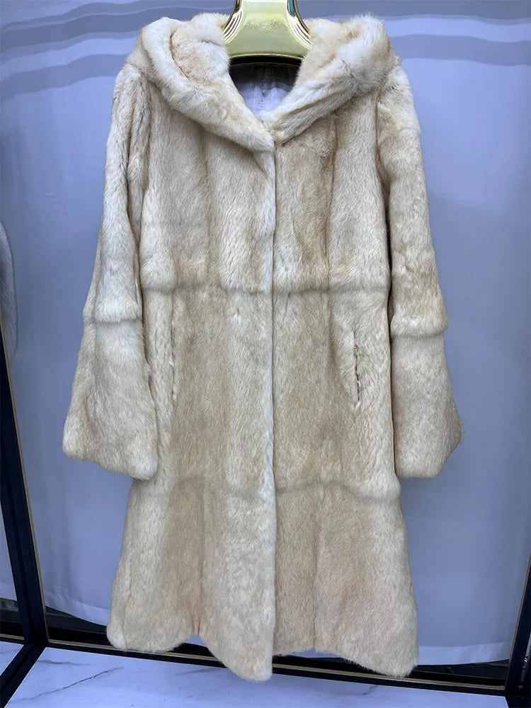 Damen Kapuzen Mantel Lange Kunstpelz Jacke Winter