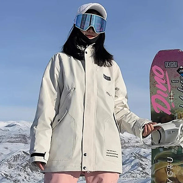 Unisex Winter Skijacke mit Kapuze & Reißverschluss – Winddichte Snowboardjacke