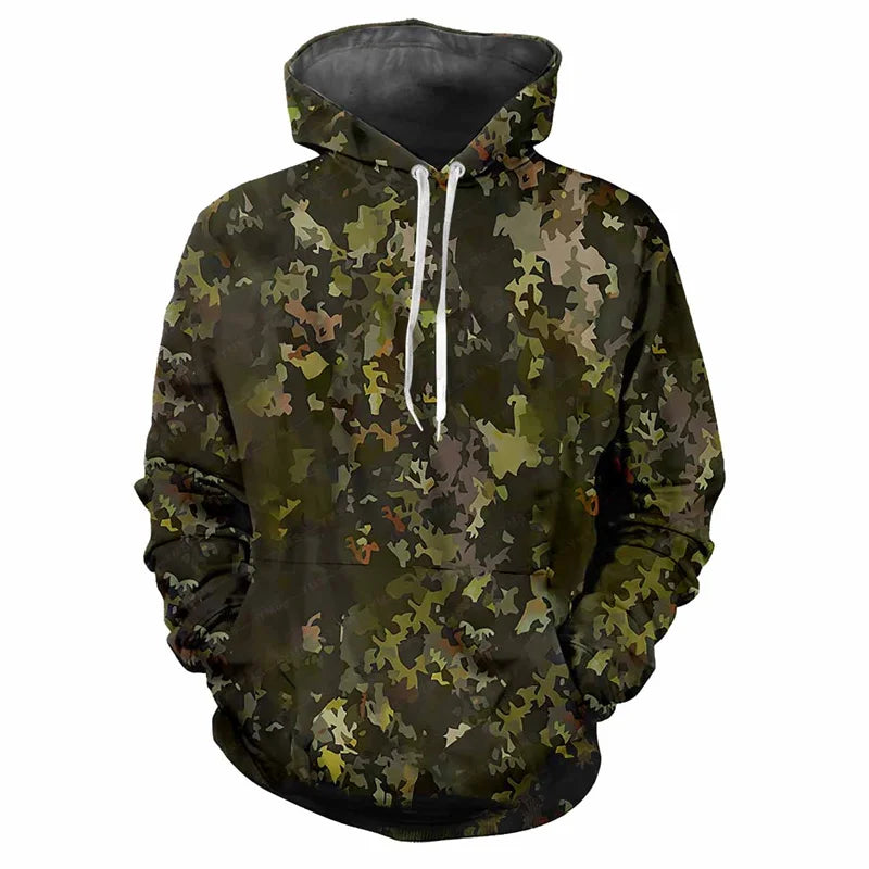 Hoodie met capuchon, camouflagepatroon, kangoeroezak, unisex