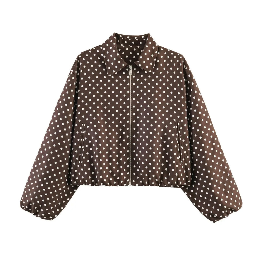Damen Kurzjacke mit Reißverschluss, Kragen und Gummizugsaum