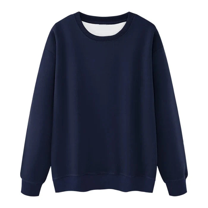 Unisex sweater met lange mouwen en ronde hals, gevoerd met fleece