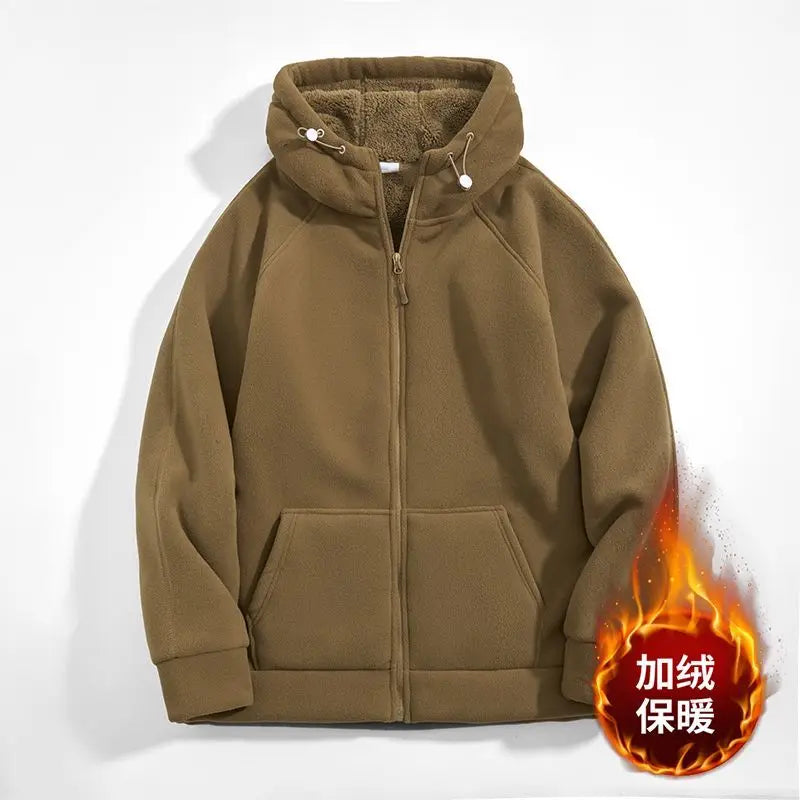 Unisex Kapuzenjacke mit Reißverschluss und Plüschfutter für kalte Tage