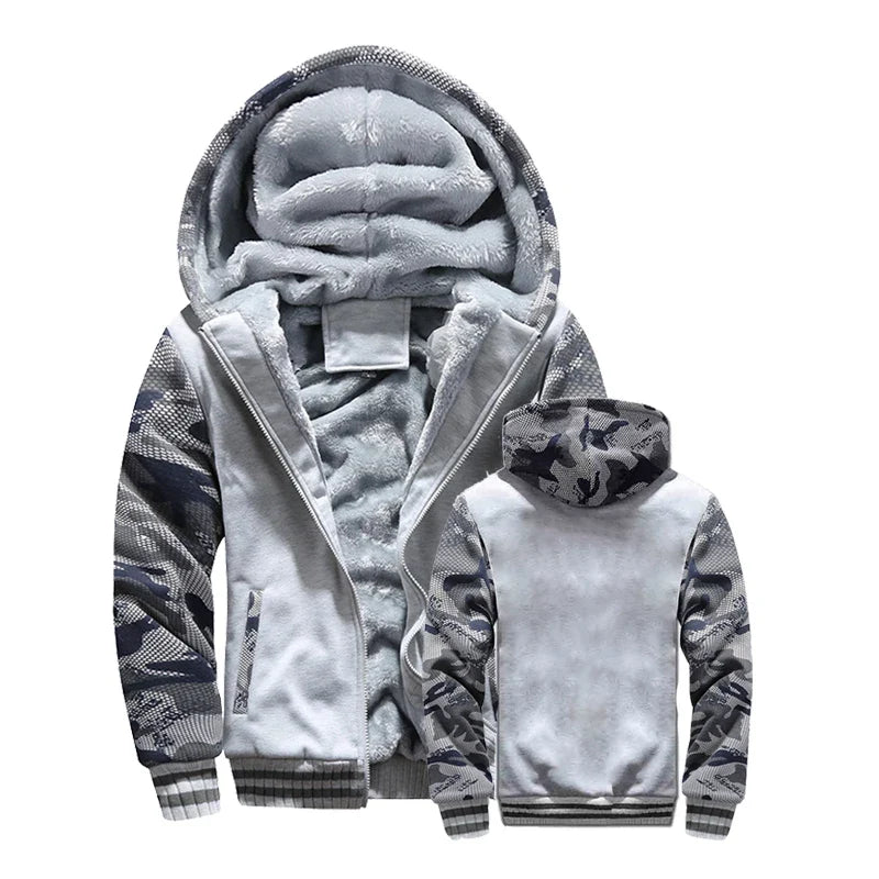 Herren Hoodie Jacke mit Reißverschluss und Plüschfutter, verschiedene Farben