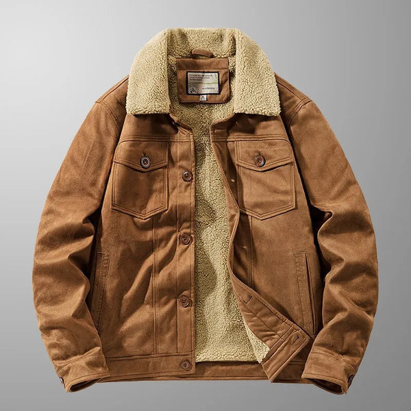 Herren Winterjacke im Blouson-Stil mit Teddyfutter und Kragen, Knöpfe, Brusttaschen