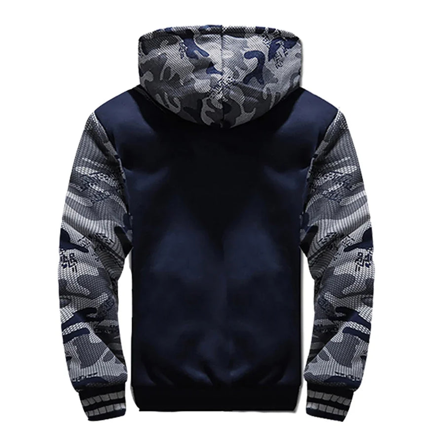 Herren Hoodie Jacke mit Plüschfutter und Reißverschluss
