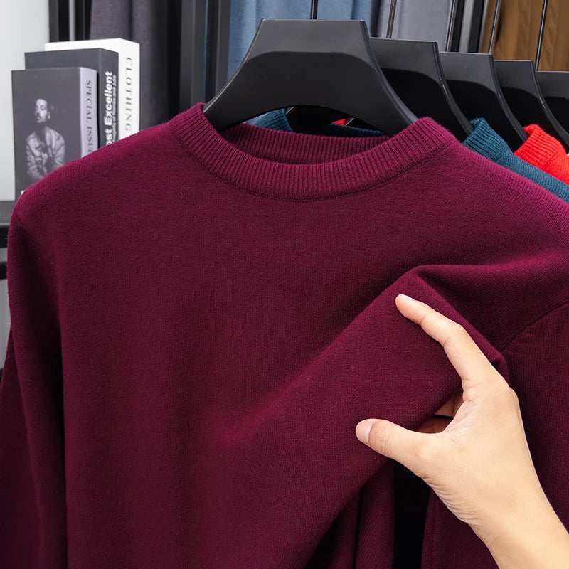 Unisex basic trui met ronde hals, lange mouwen en breisel