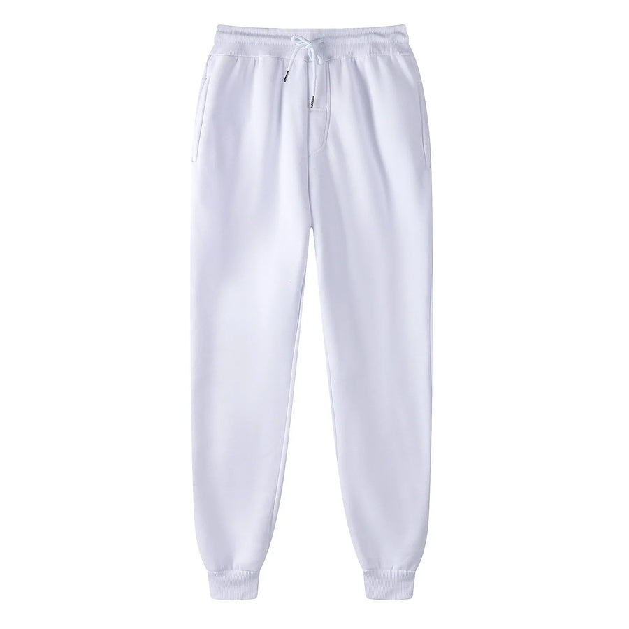 Uniseks joggingbroek van fleece, warm voor de winter, met boorden, zijzakken en trekkoord, zwart grijs wit