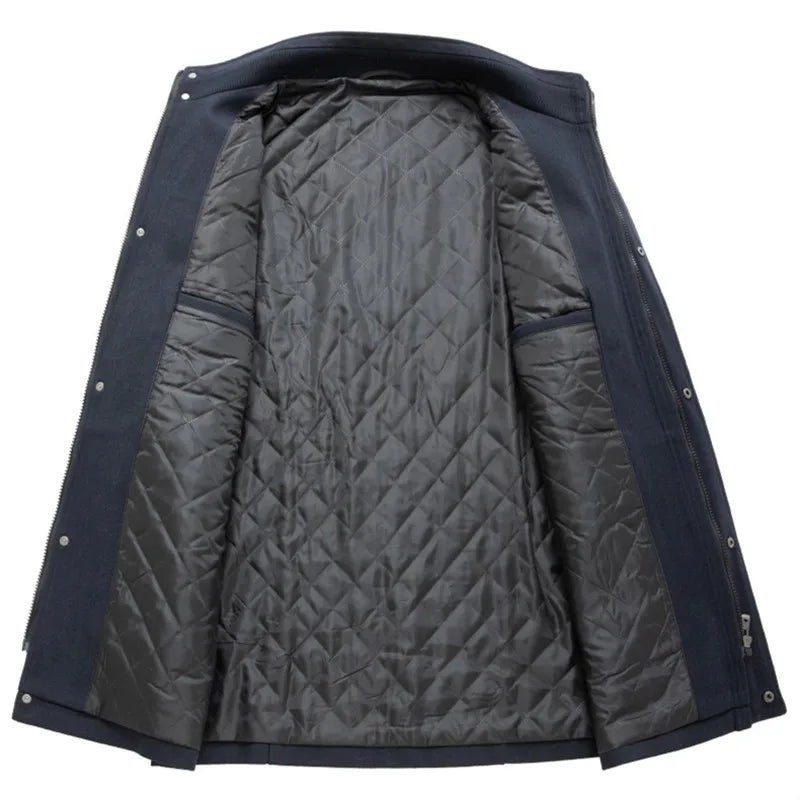 Herren Kurzmantel Jacke mit Stehkragen und aufgesetzten Taschen