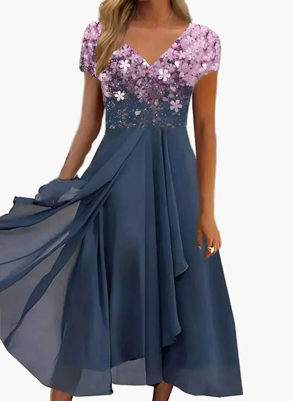 Damen Abendkleid Elegant mit Blumendetail – Modernes Partykleid für festliche Anlässe