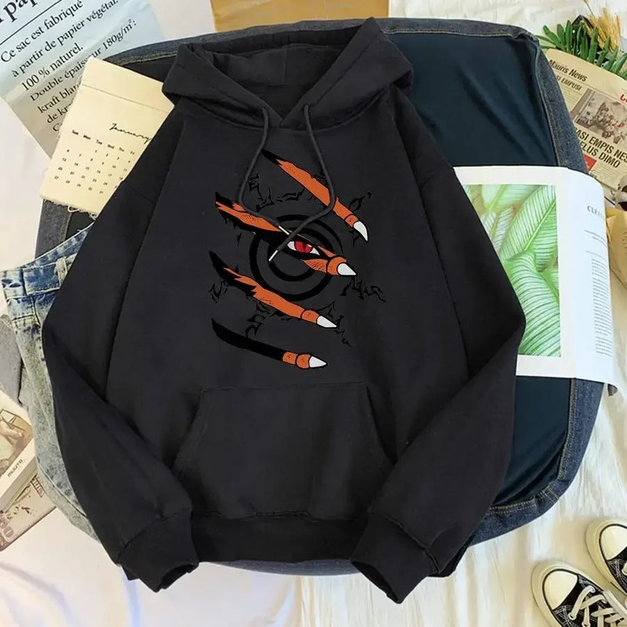 Hoodie met motiefopdruk, kangoeroezak en capuchon
