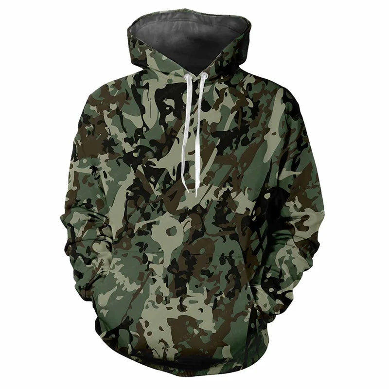 Hoodie met capuchon, camouflagepatroon, kangoeroezak, unisex
