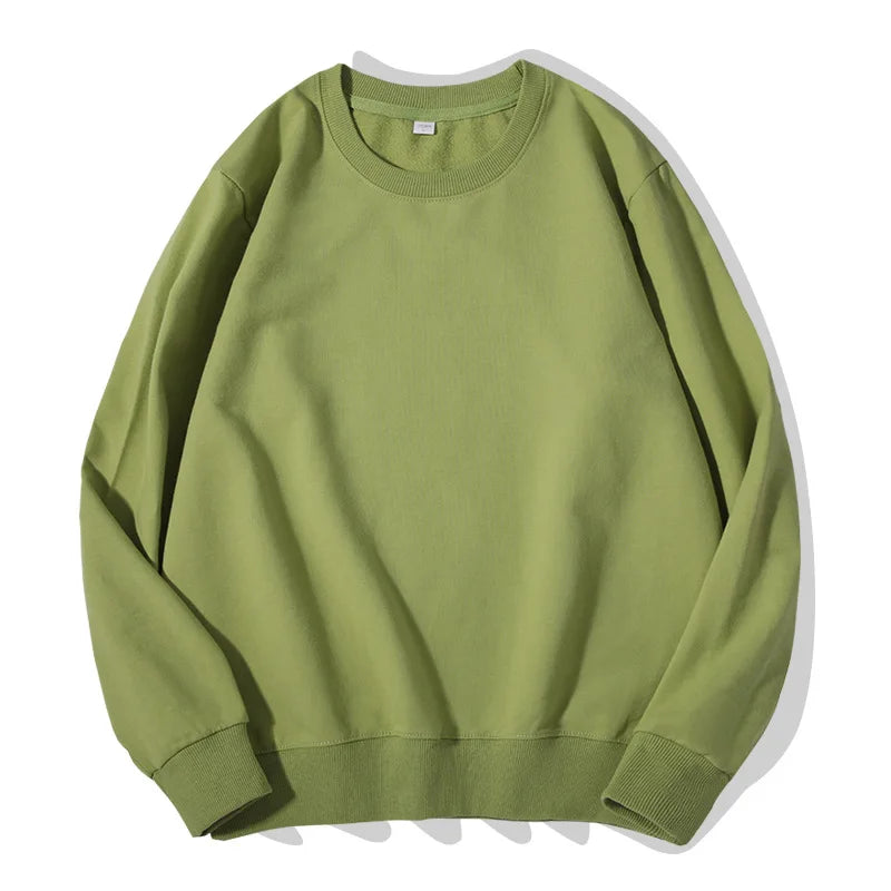 Unisex basic sweatshirt met ronde hals, lange mouwen, effen, geribde boorden, casual trui