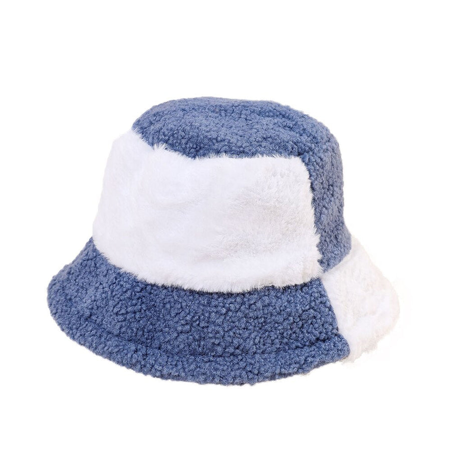 Tweekleurige bucket hat van imitatiebont, zacht gevoerd