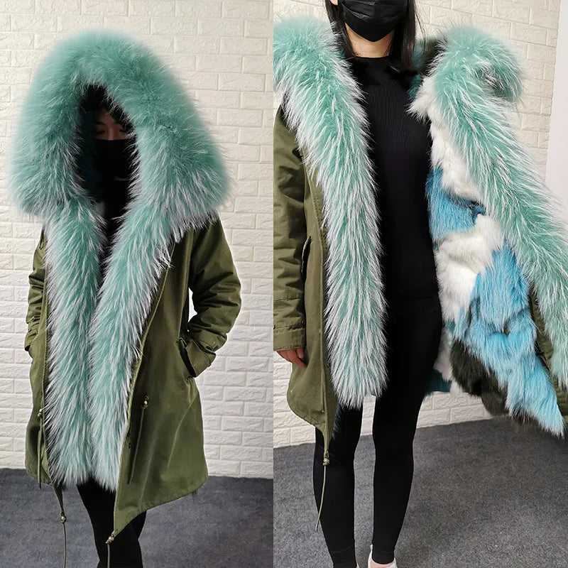 Damen Winterparka mit abnehmbarem Kunstpelzbesatz und Futter