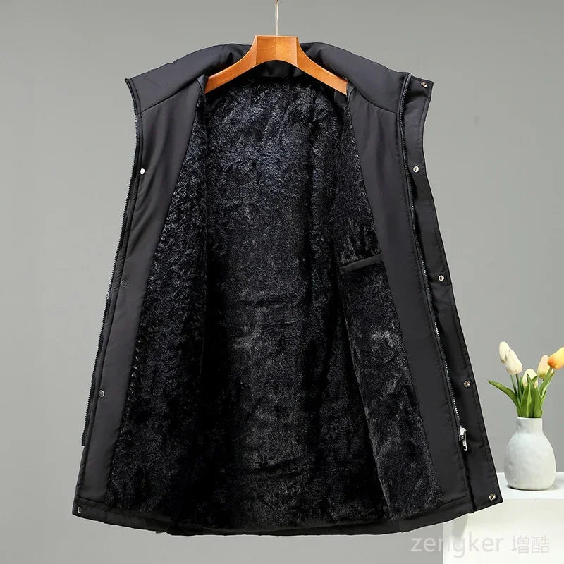 Herren Winterparka mit Kapuze - Langer Wintermantel in Schwarz oder Grün
