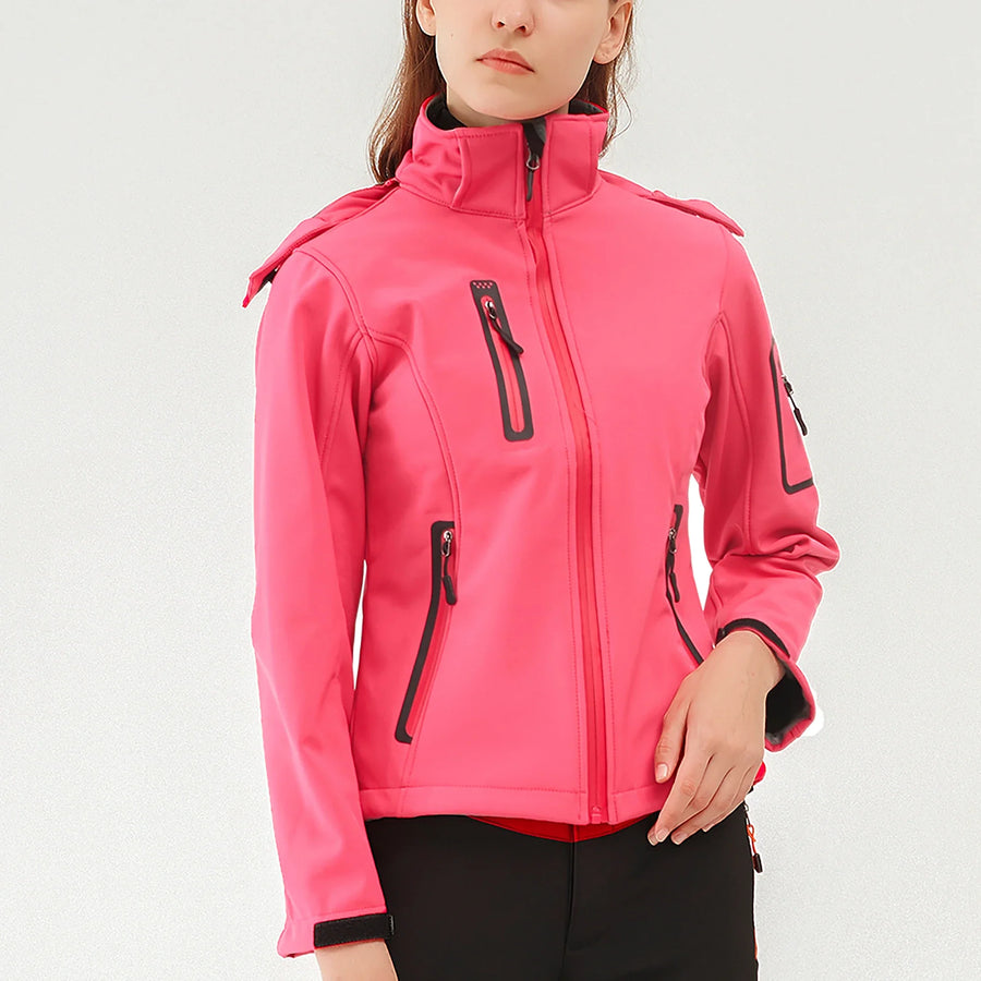 Damen Softshelljacke Wasserabweisend Atmungsaktiv Wärmeisolierend mit Reißverschluss