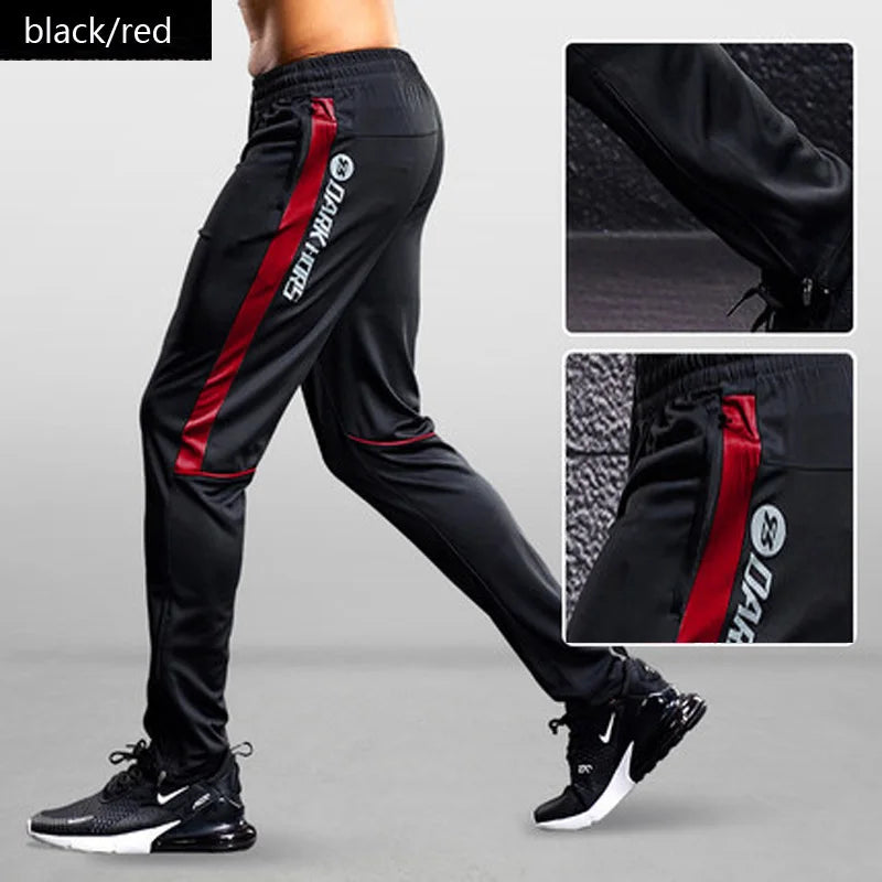 Herren Sport Trainingshose Schwarz mit Farbstreifen Jogginghose Reißverschlusstaschen