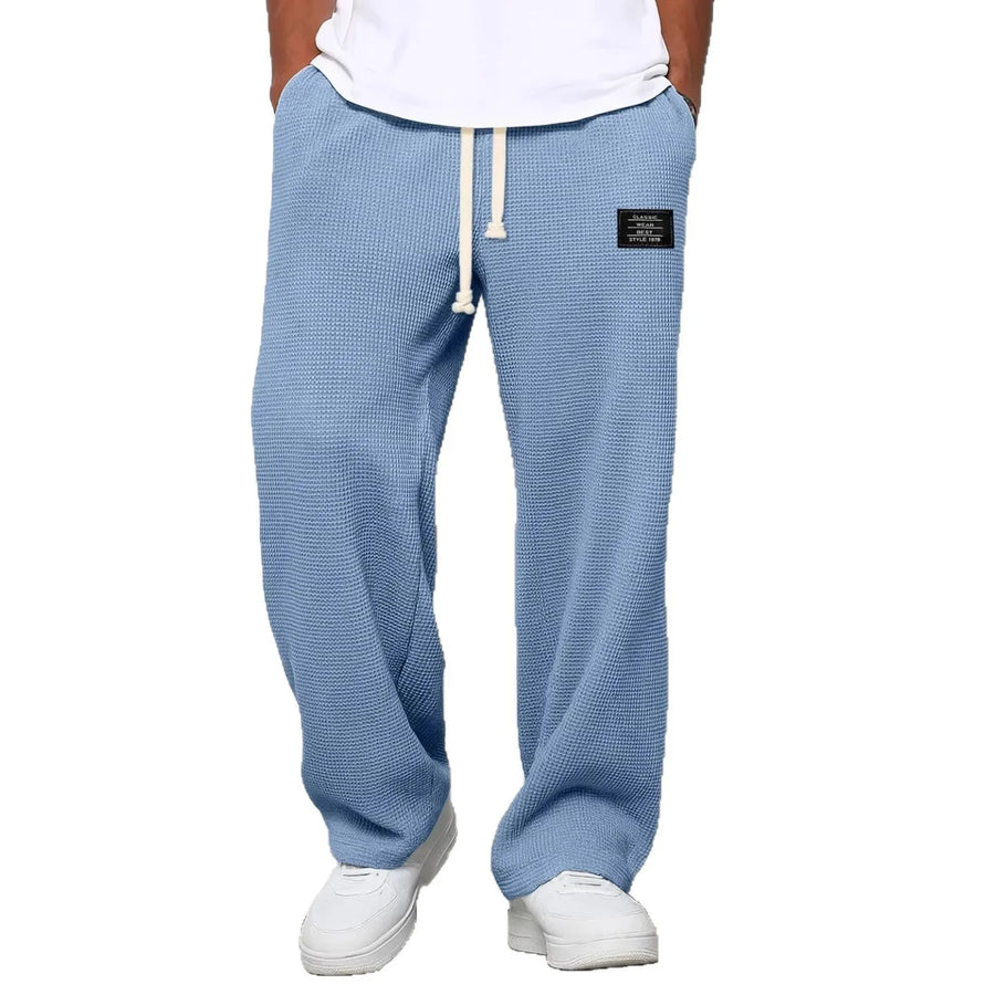 Unisex Waffel-Jogginghose mit Kordelzug und weitem Bein