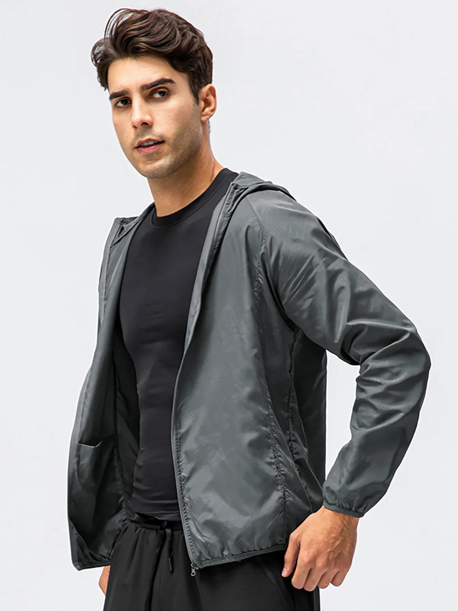 Leichte Kapuzenjacke Windbreaker Faltbar mit Reißverschluss Sportlich Unisex