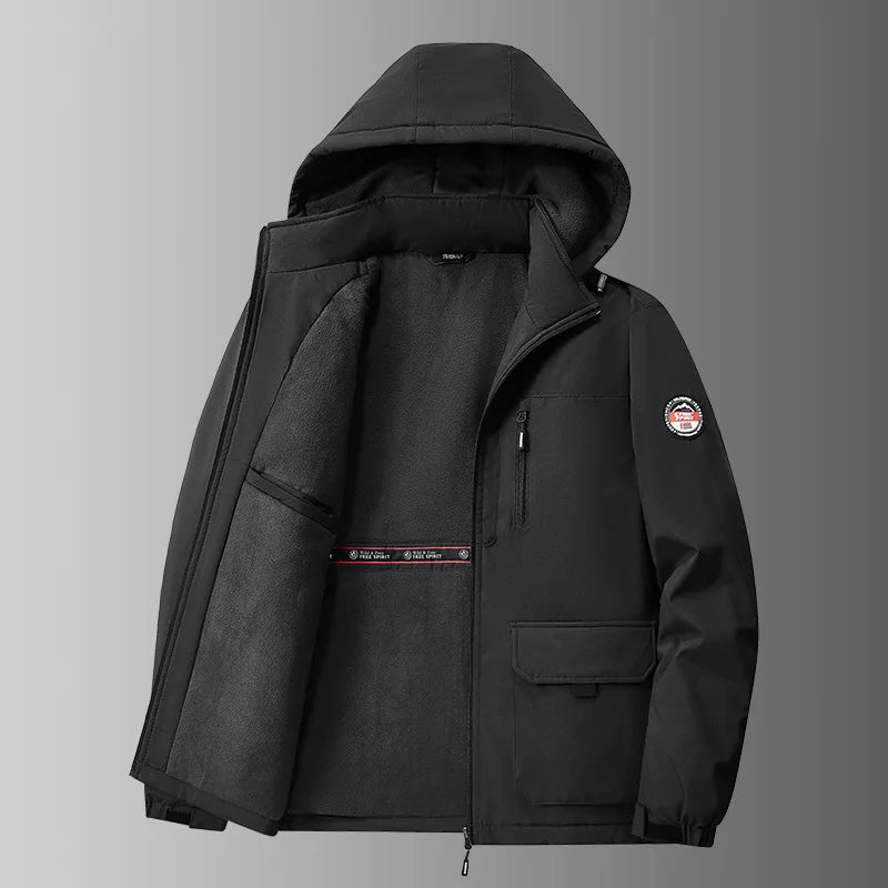 Herren Winterjacke mit Kapuze Fleece-gefüttert – Warme Outdoor-Jacke