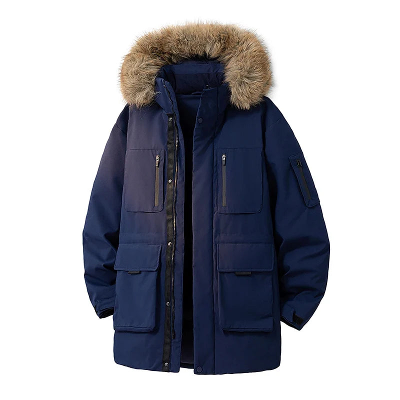 Winterparka mit Kunstpelzkapuze und mehreren Taschen