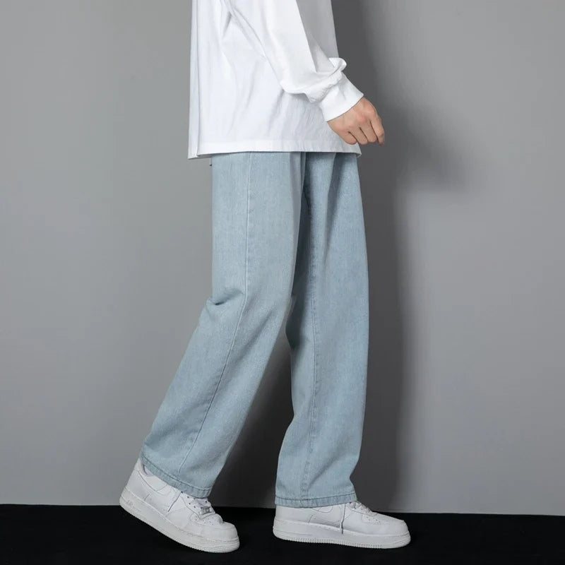 Herenjeans met ruime pasvorm en rechte pijpen denim broek