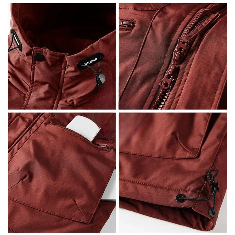 Herren Winterjacke mit Kapuze und Reißverschluss, gefüttert