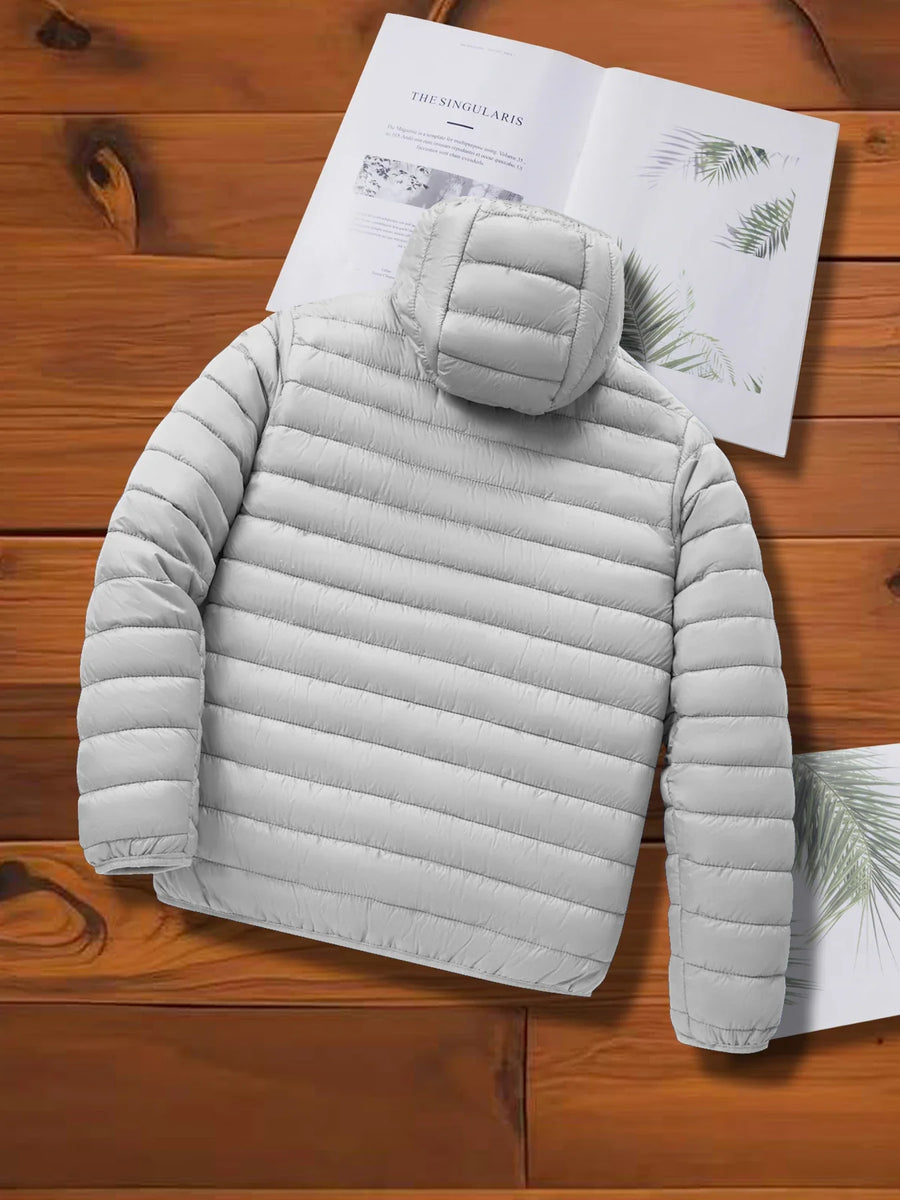 Gepolsterte Leichte Steppjacke mit Kapuze und Reißverschluss, gefüttert