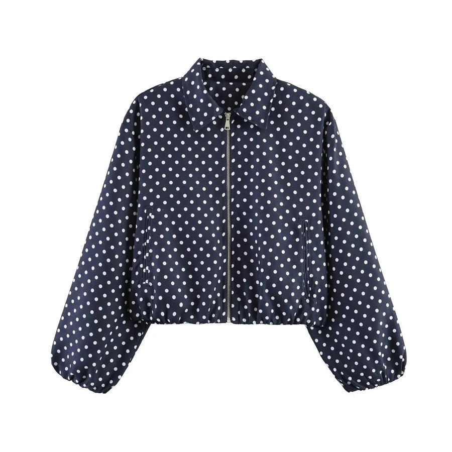 Damen Kurzjacke mit Reißverschluss, Kragen und Gummizugsaum