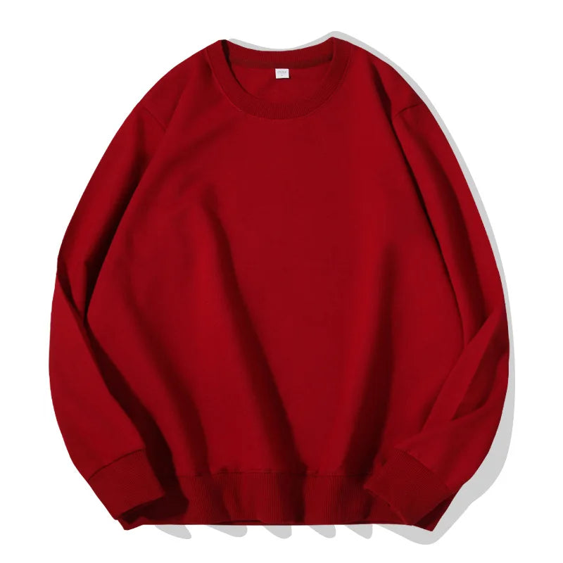 Unisex basic sweatshirt met ronde hals, lange mouwen, effen, geribde boorden, casual trui