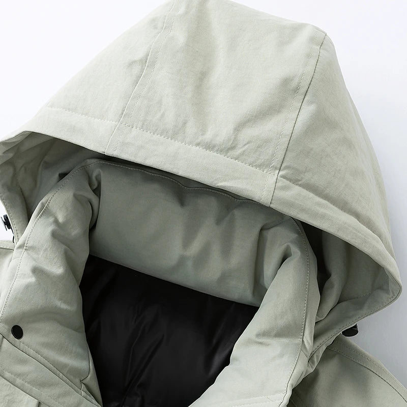Herren Winterparka Lang mit Kapuze Warm Gefüttert