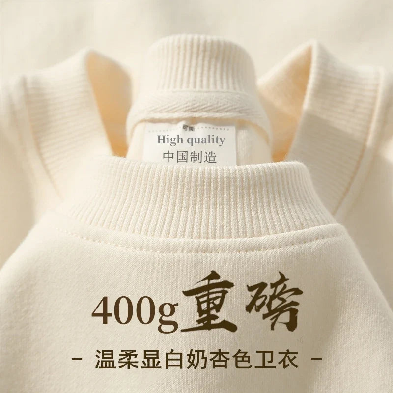 Unisex sweater met lange mouwen en ronde hals, gevoerd met fleece
