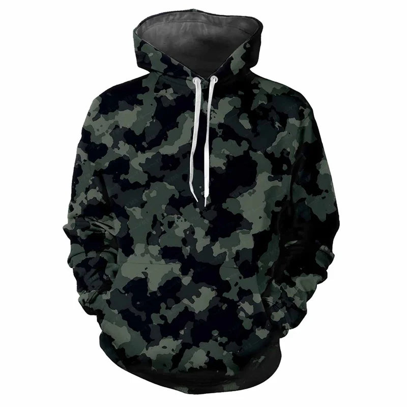 Hoodie met capuchon, camouflagepatroon, kangoeroezak, unisex