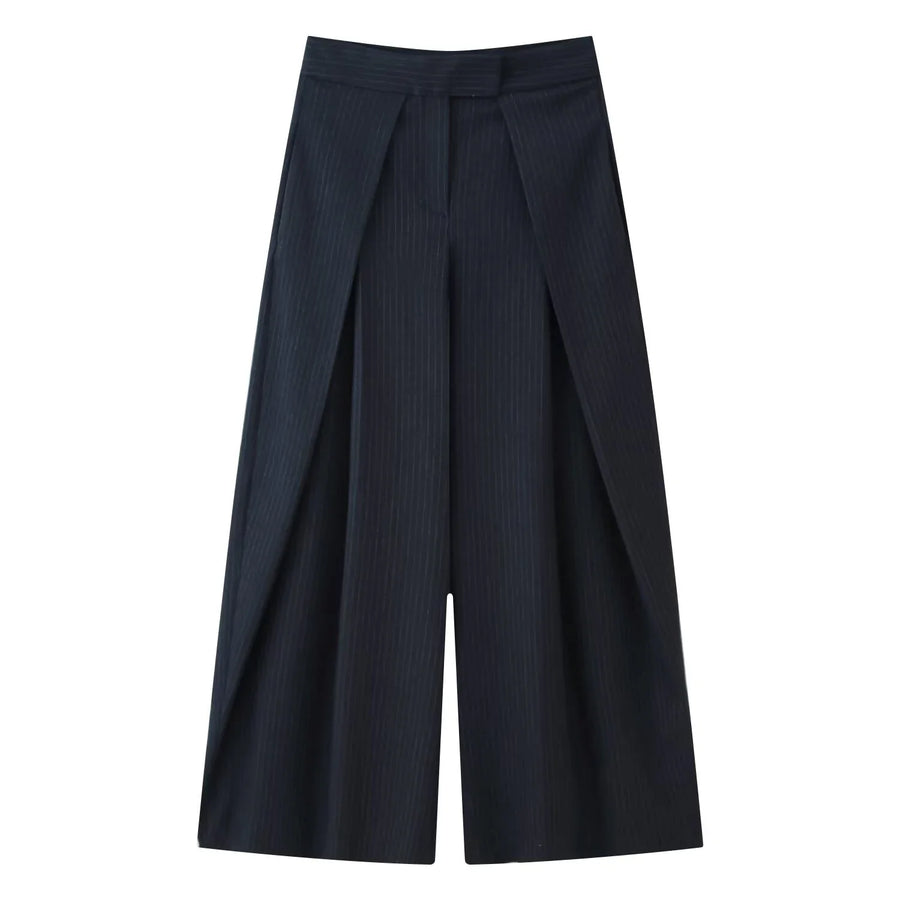 Damen Culottes Weites Bein Plissee Hose Kurz Unifarben