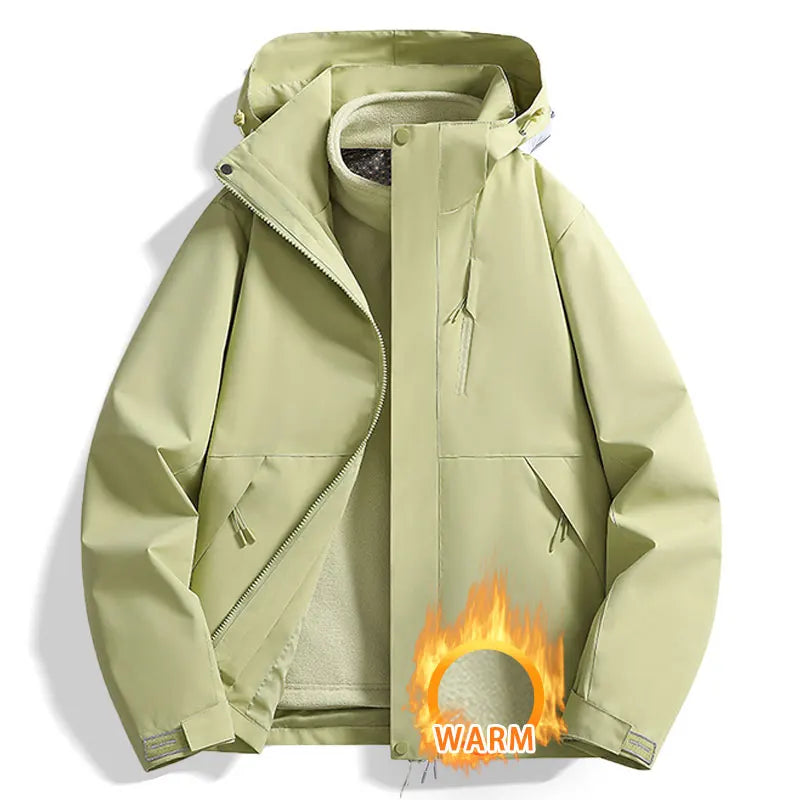 3-in-1 Jacke Unisex Wasserdicht Winddicht Winterjacke mit Fleece-Innenfutter Kapuze