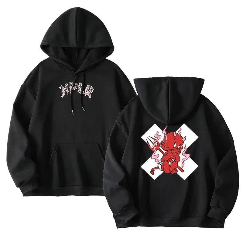 Unisexhoodie met capuchon en statementprint