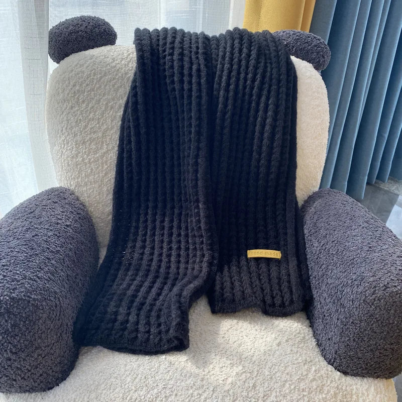 Unisex Winter Schal Gerippt Strick Schal mit „Handmade“ Etikett in verschiedenen Farben
