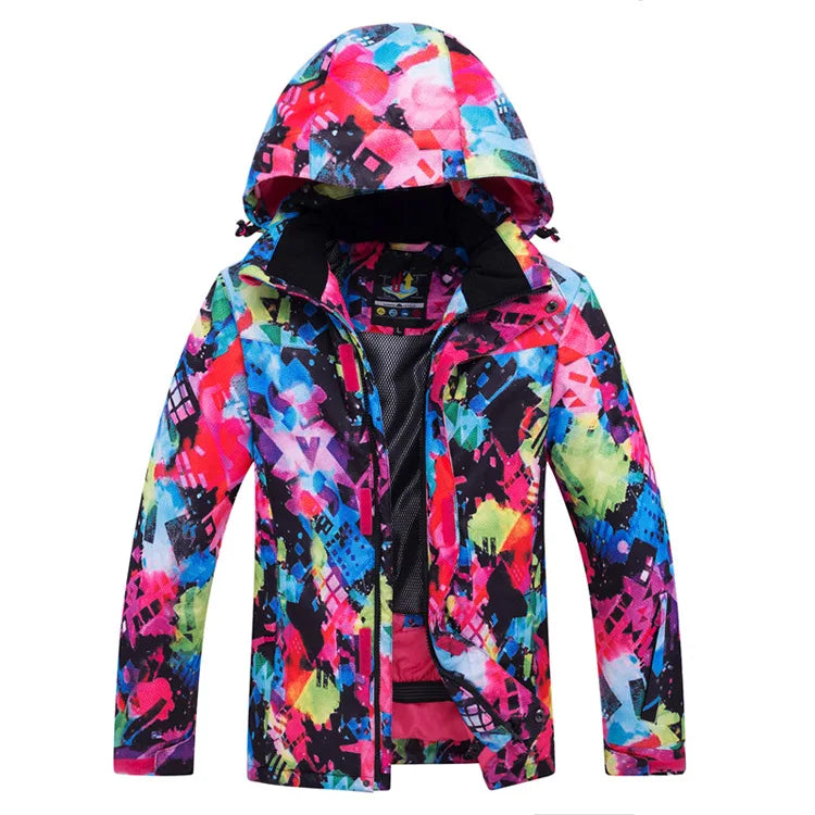 Unisex Outdoorjacke mit Kapuze, bunter Druck