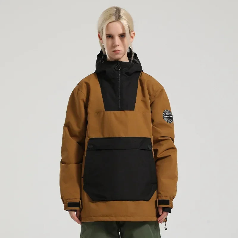 Unisex Anorak Jacke mit Kapuze & Kängurutasche – Wasserdicht aus Synthetik