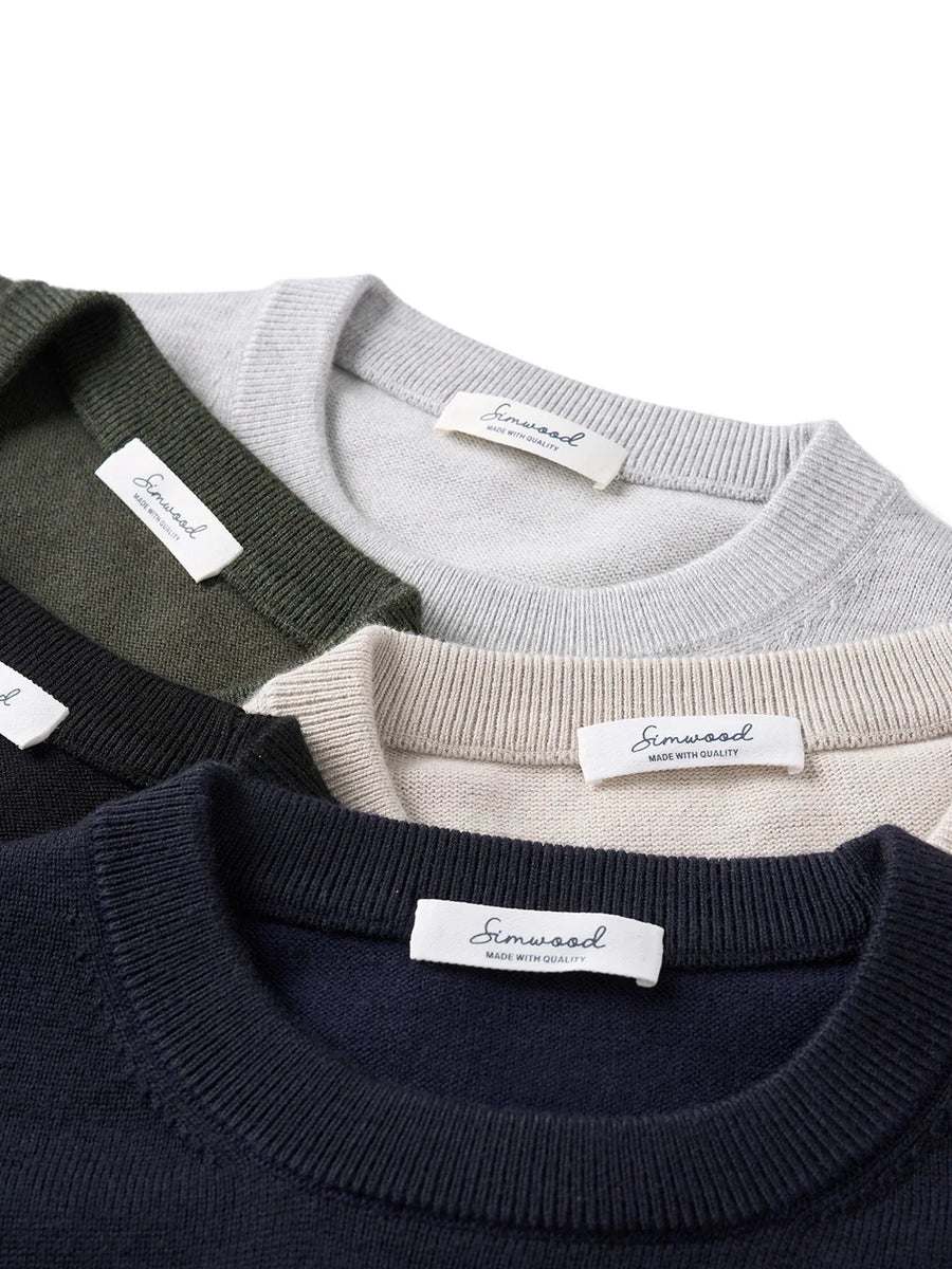 Unisex pullover met ronde hals, fijngebreid, klassiek
