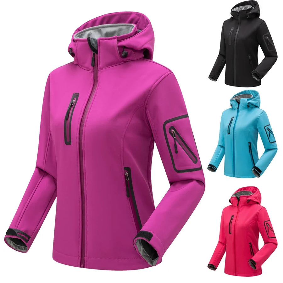 Damen Softshelljacke Wasserabweisend Atmungsaktiv Wärmeisolierend mit Reißverschluss