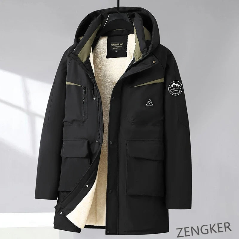 Herren Winterjacke mit Kapuze Gefüttert Parka Warm