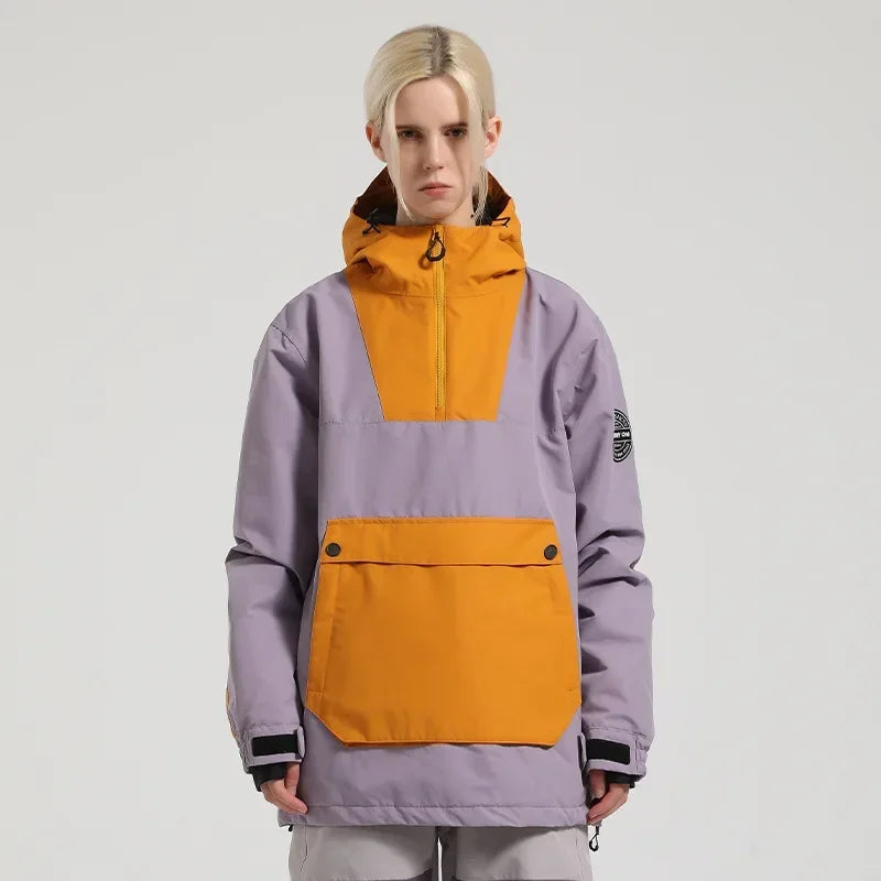 Unisex Anorak Jacke mit Kapuze & Kängurutasche – Wasserdicht aus Synthetik