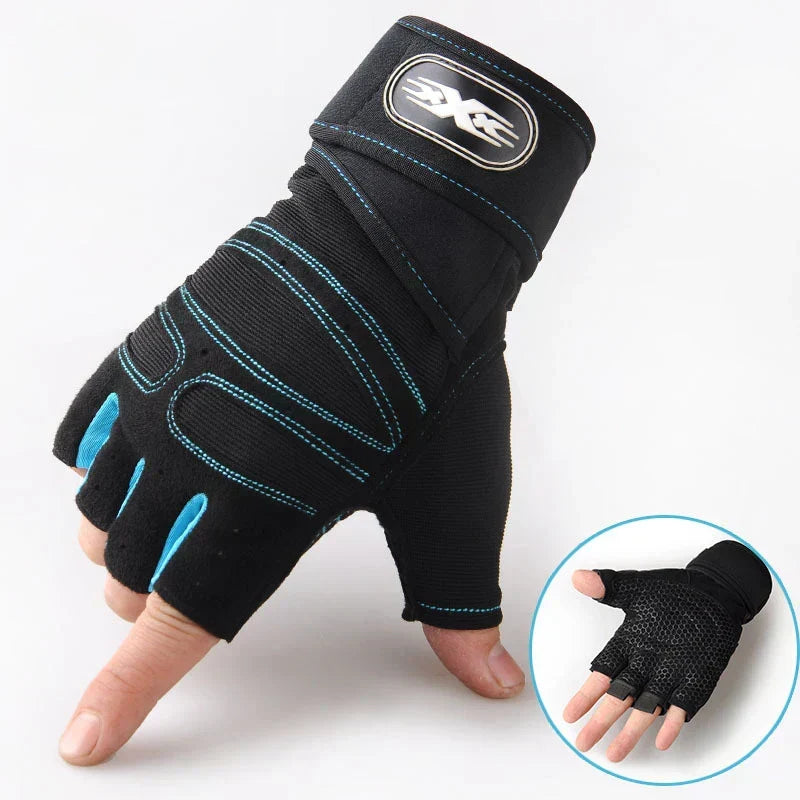 Unisex Fitnesshandschuhe Schwarz Kurzfinger Gewichtheben Training rutschfest mit Handgelenkstütze