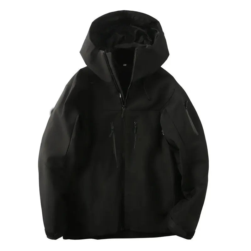 Unisex Outdoorjacke mit Kapuze – Funktionsjacke Wetterfest mit Reißverschlusstaschen